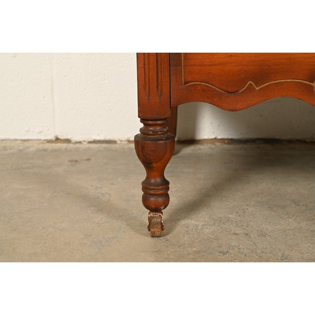 Berkey & Gay Style Antique Art Deco Carved Walnut Three-Drawer Dresser or Chest of Drawers, Circa 1930s For Sale - Image 11 of 15