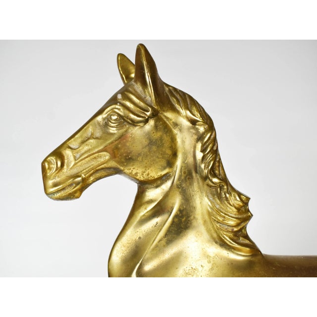 Vintage Large Solid Gold Brass Horse Figurine For Sale - Image 6 of 10