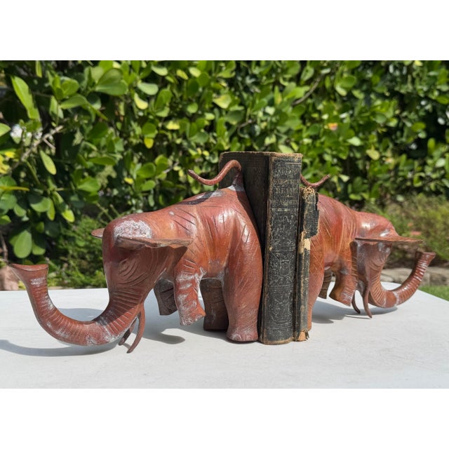 Vintage Oversized Metal Elephant Bookends With Weathered Patina, Pair For Sale In Naples, FL - Image 6 of 9