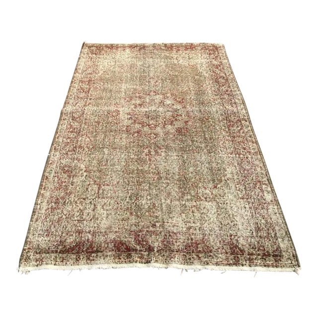 Distressed Vintage Oushak Rug - 48" X 84" For Sale
