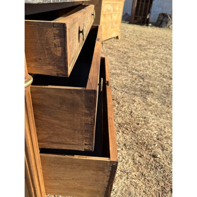Wood 18th Century French Louis XVI Marble Top Burl Mahogany Bleached Chest of Drawer / Commodes For Sale - Image 7 of 12