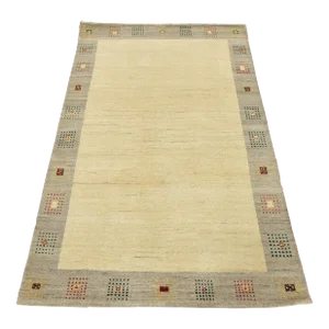 Gabbeh 4’5” X 6’8” Ivory Wool Contemporary Hand-Knotted Area Rug