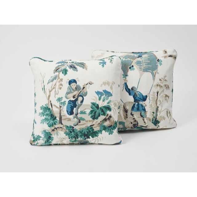 Schumacher Plaisirs De La Chine Linen Print Double-Sided Pillow For Sale In New York - Image 6 of 9