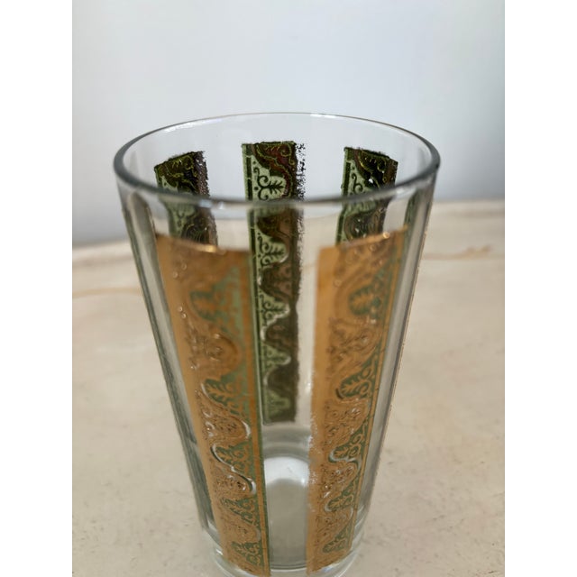 Gold Vintage 1970s Green & Gold Glass Tumblers- A Set of 8 For Sale - Image 8 of 10