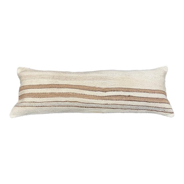 Turkish Hemp Pillow Cushion Natural Beige Brown Cushion Cover 14"x40" For Sale