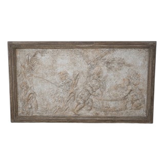 Neoclassical Framed Cherub Relief Stone Plaque For Sale