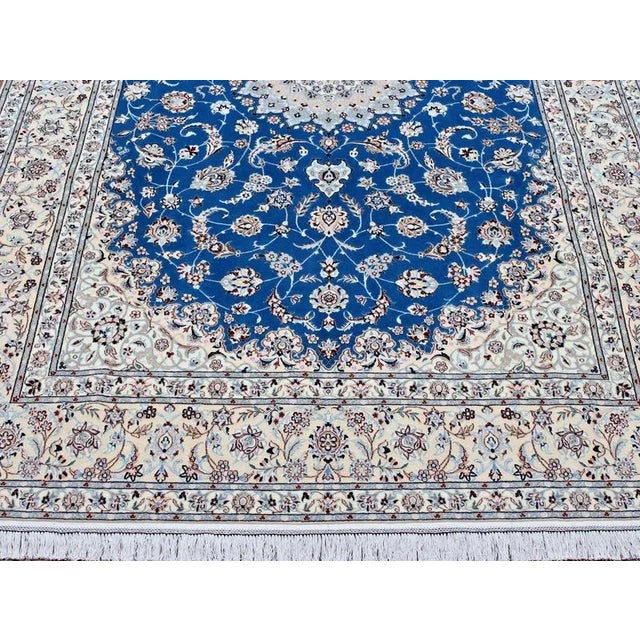 Middle Eastern Hand-Knotted Wool and Silk Nain Rug For Sale - Image 3 of 11