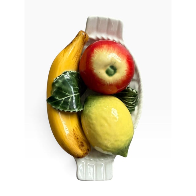 Vintage Genin Trudeau Ceramic Fruit Basket, Hand-Painted Fruit, Made in Portugal For Sale - Image 4 of 6