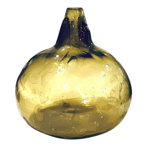1970's Blown Olive Green Art Glass Demijohn Bottle