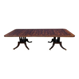 Maitland-Smith Traditional Banded Mahogany Dining Table For Sale