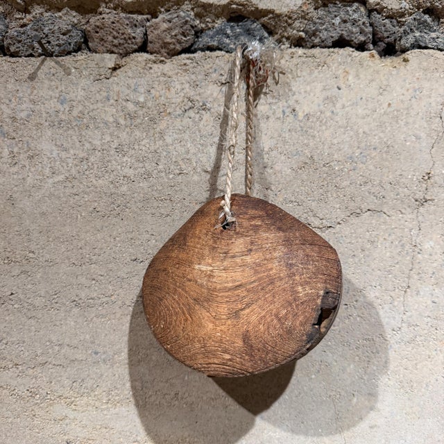 Antique Rustic Cow Bell in Solid Oak, Unattributed, 1930s, Usa For Sale - Image 13 of 13