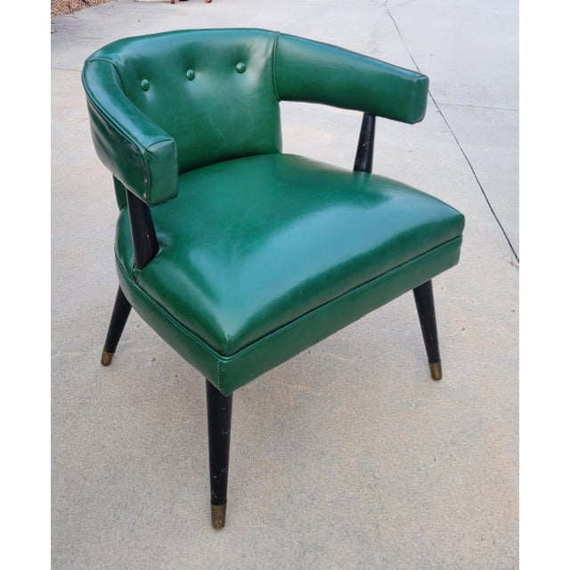 Emerald 1960s Emerald Green Tufted Tub Chair Attributed to Lenoir Furniture For Sale - Image 8 of 9