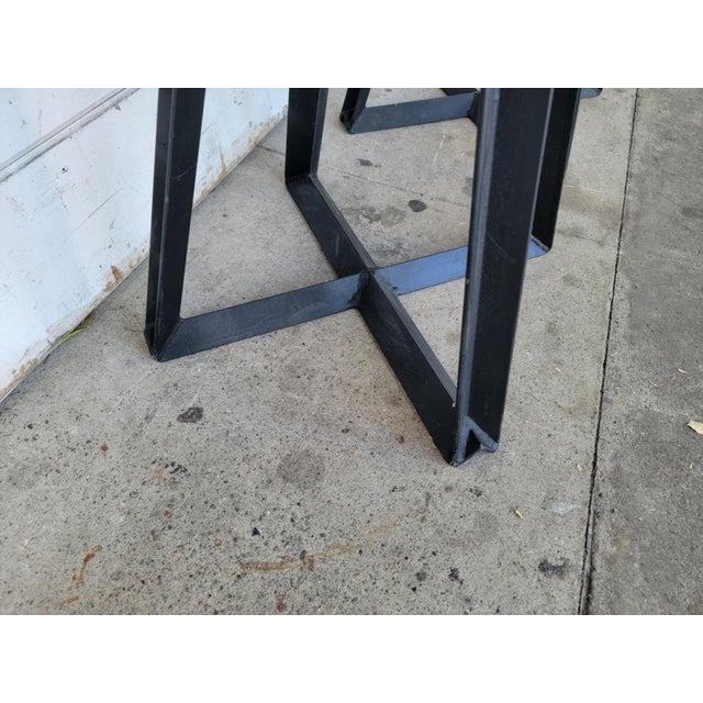 1980s Industrial Metal Counter Stools - Set of 3 For Sale - Image 16 of 18