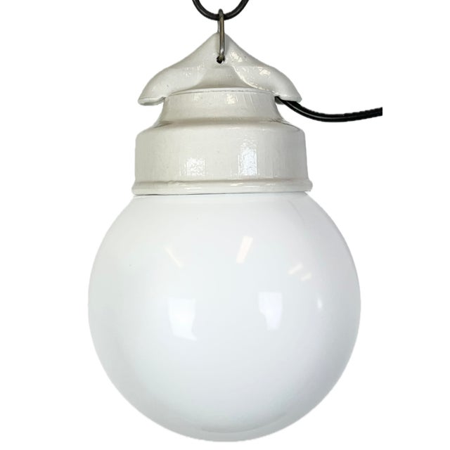 Vintage White Porcelain Pendant Light, 1970s For Sale - Image 15 of 15