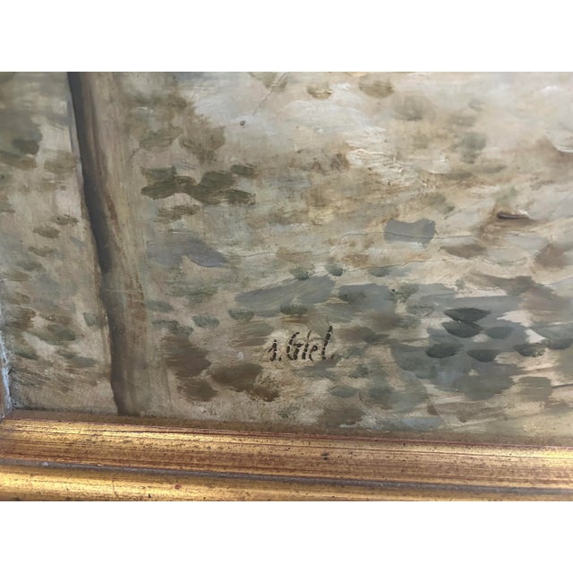 Vintage Paris Handmade Oil Painting For Sale - Image 10 of 12