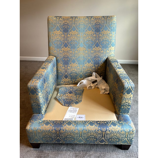 Textile Late 20th Century Baker Furniture Lounge Chair & Ottoman For Sale - Image 7 of 12