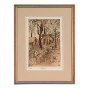 "Children's Park" Vintage Landscape Etching, Artist's Proof