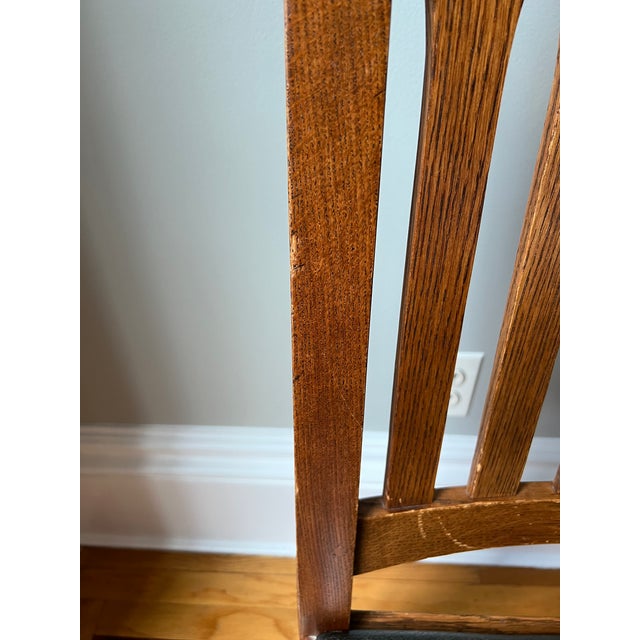 Stickley Set of 6 Stickley Mission Oak Cottage Dining Chairs Leather Seats For Sale - Image 4 of 10