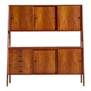 Gunni Omann for Omann Jun Model 3 Mid Century Danish Teak Credenza and Hutch For Sale