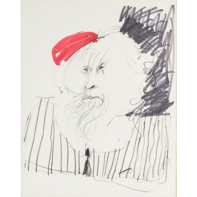 An abstract mixed media portrait drawing by the American artist James L. Bruch (1942-2023). This drawing features an...