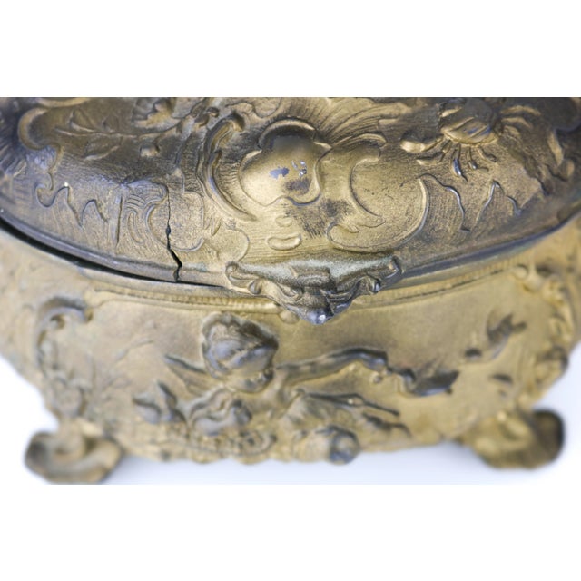 19th Century 19th Century French Gilt Bronze Jewelry Box Casket With Cherub and Birds For Sale - Image 5 of 12