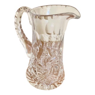 Vintage Crystal Glassware Pinwheel Pattern 6" Demi-Pitcher For Sale