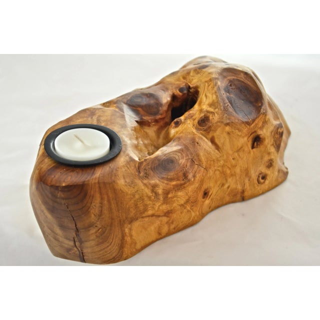 Contemporary Natural Burl Knot Maple Candle Holder For Sale - Image 3 of 6