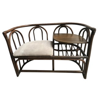 Bamboo & Rattan Side Table with Seating, 1960s For Sale