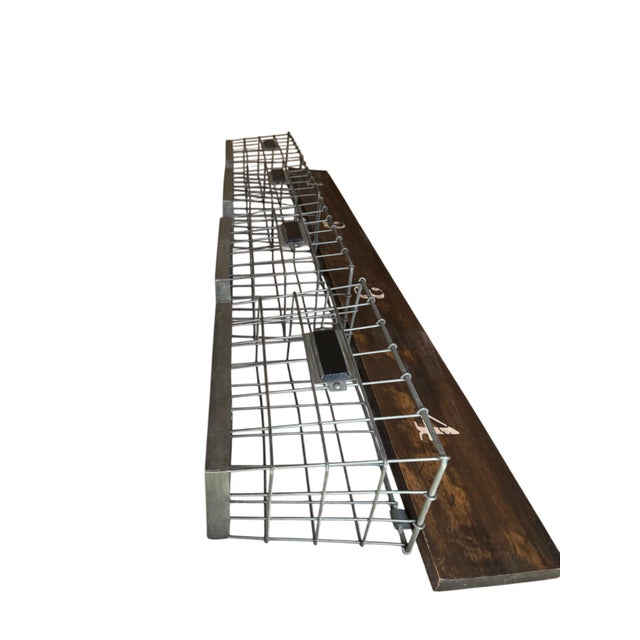 Industrial Pottery Barn Rustic Industrial 4-Basket Wall Organizer With Numbered Wood Backboard For Sale - Image 3 of 12