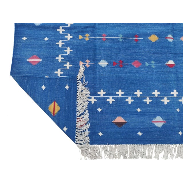 Casa Cosima Handmade Cotton Shooting Star Rug, Blue Multi 9'x12' For Sale - Image 4 of 11