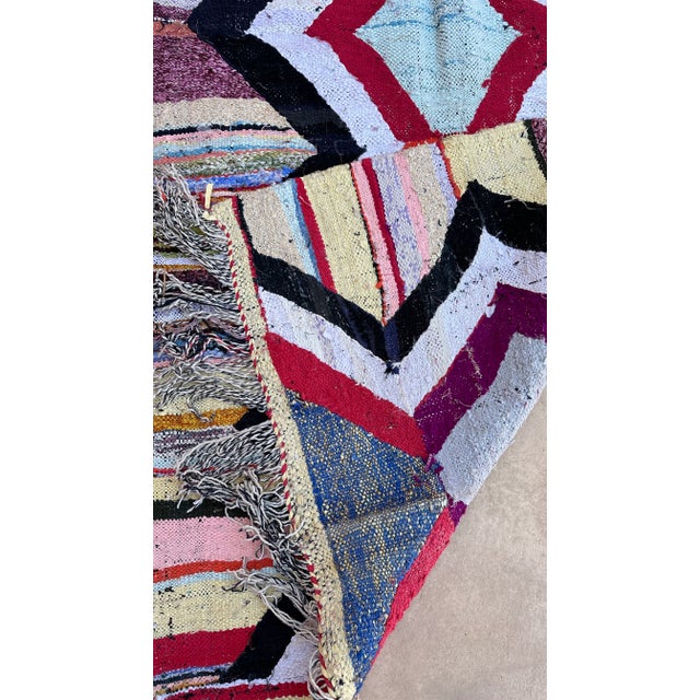 1980s Moroccan Kilim Boucherouite Rug - 4'2" X 8'1" Ft For Sale - Image 5 of 9