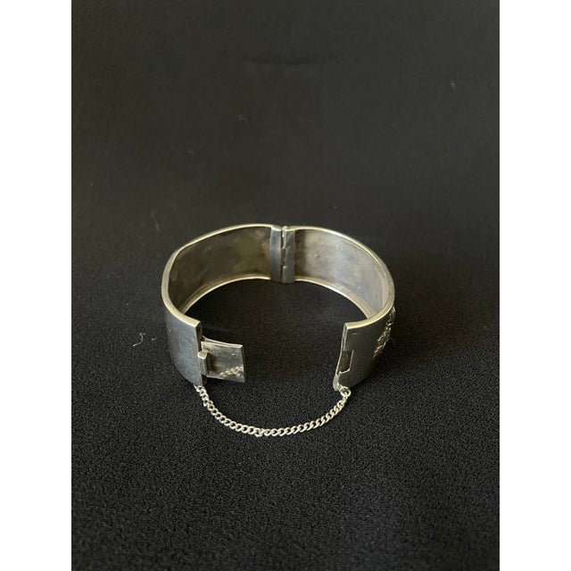 English Sterling Silver Grape Vine Cuff Bangle For Sale - Image 3 of 5