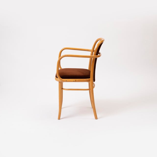 Wood Vintage Bentwood Chairs in Brown Velvet by Ton, 1960s, Set of 4 For Sale - Image 7 of 13