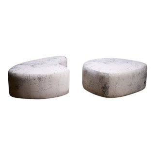 Contemporary Two-Piece Organic Upholstered Ottoman Set For Sale