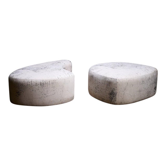Contemporary Two-Piece Organic Upholstered Ottoman Set For Sale