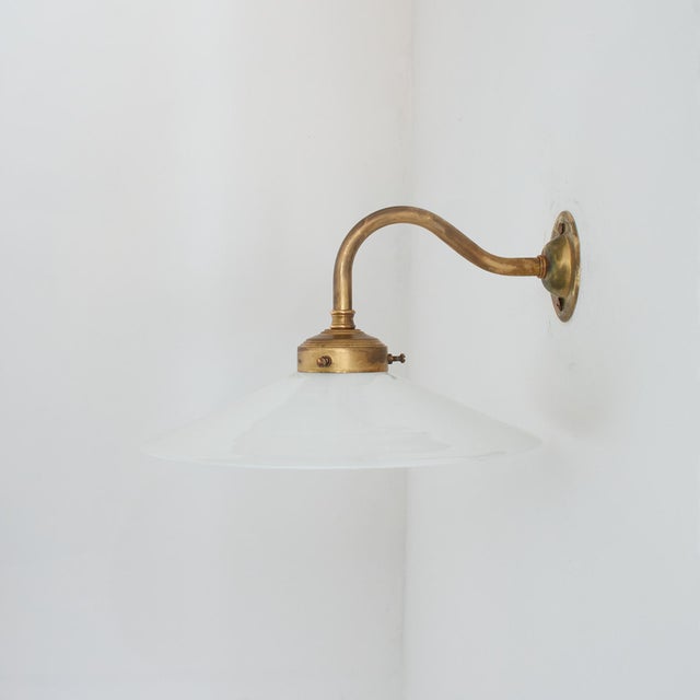 Vintage French Coolie Milk Glass Kitchen Task Wall Light, 1920s For Sale - Image 3 of 7