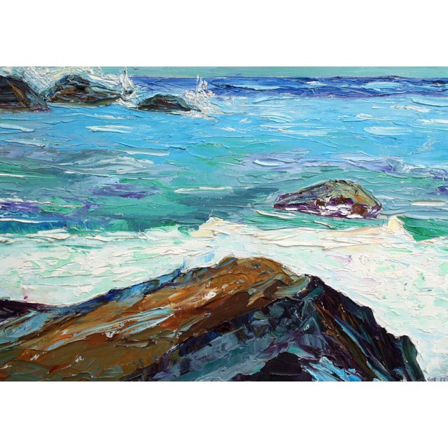 Textile Carmel by the Sea "Near Point" 1969 Seascape T. Brown Monterey For Sale - Image 7 of 8
