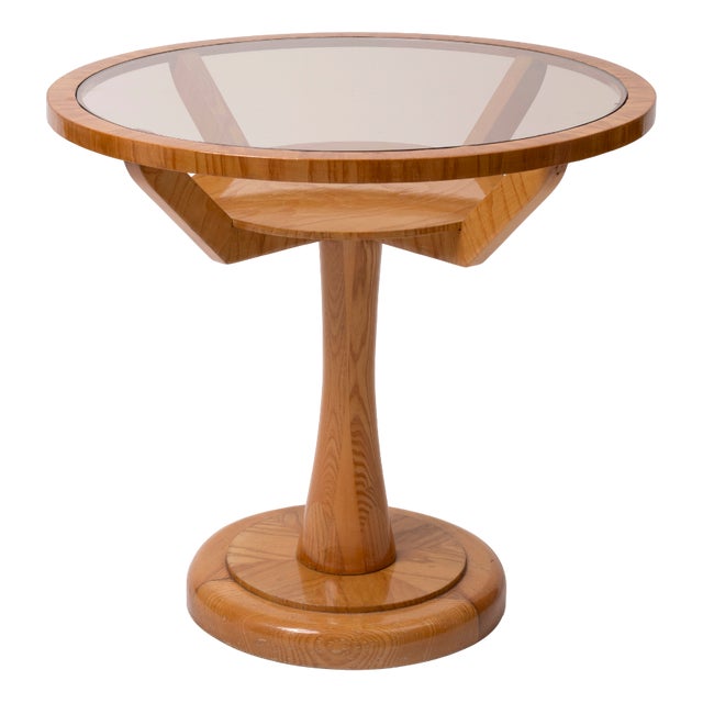 Vintage Czechoslovakian Console Table in Ash and Smoked Glass, 1950s For Sale