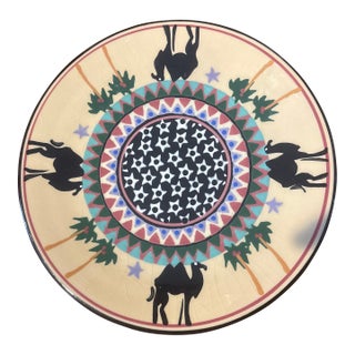 1990s Denise Ford Arabian Themed Beige Pottery Plate For Sale