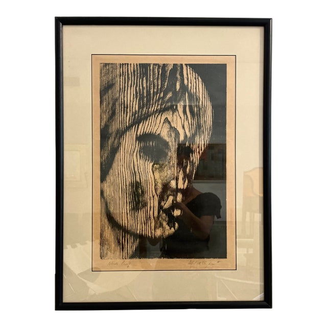 Framed Portrait of a Woman, Signed Artist's Proof Relief Print For Sale