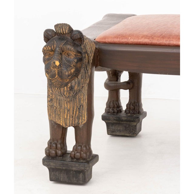 Egyptian Revival Carved Wood Lion Benches, Pair For Sale In New York - Image 6 of 10