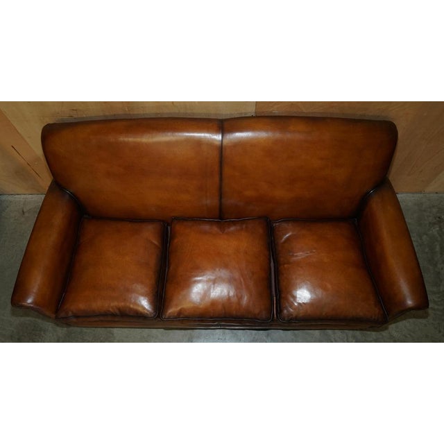 Vintage English Sofa and Chairs in Brown Leather, Set of 3 For Sale - Image 4 of 18