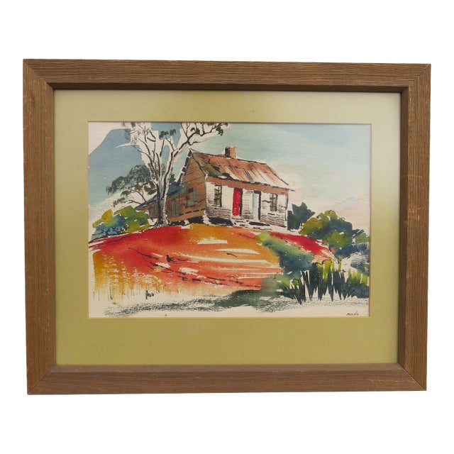 Vintage Ouida Romanoff George Framed Watercolor For Sale