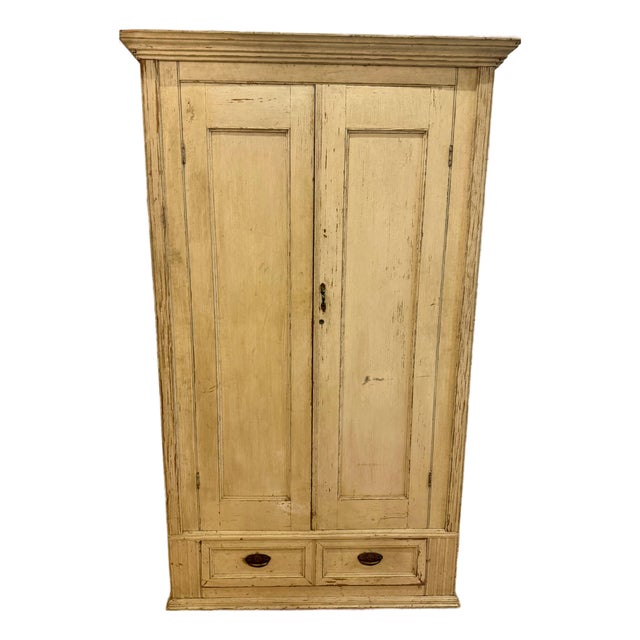 Antique Rustic Painted Wardrobe For Sale