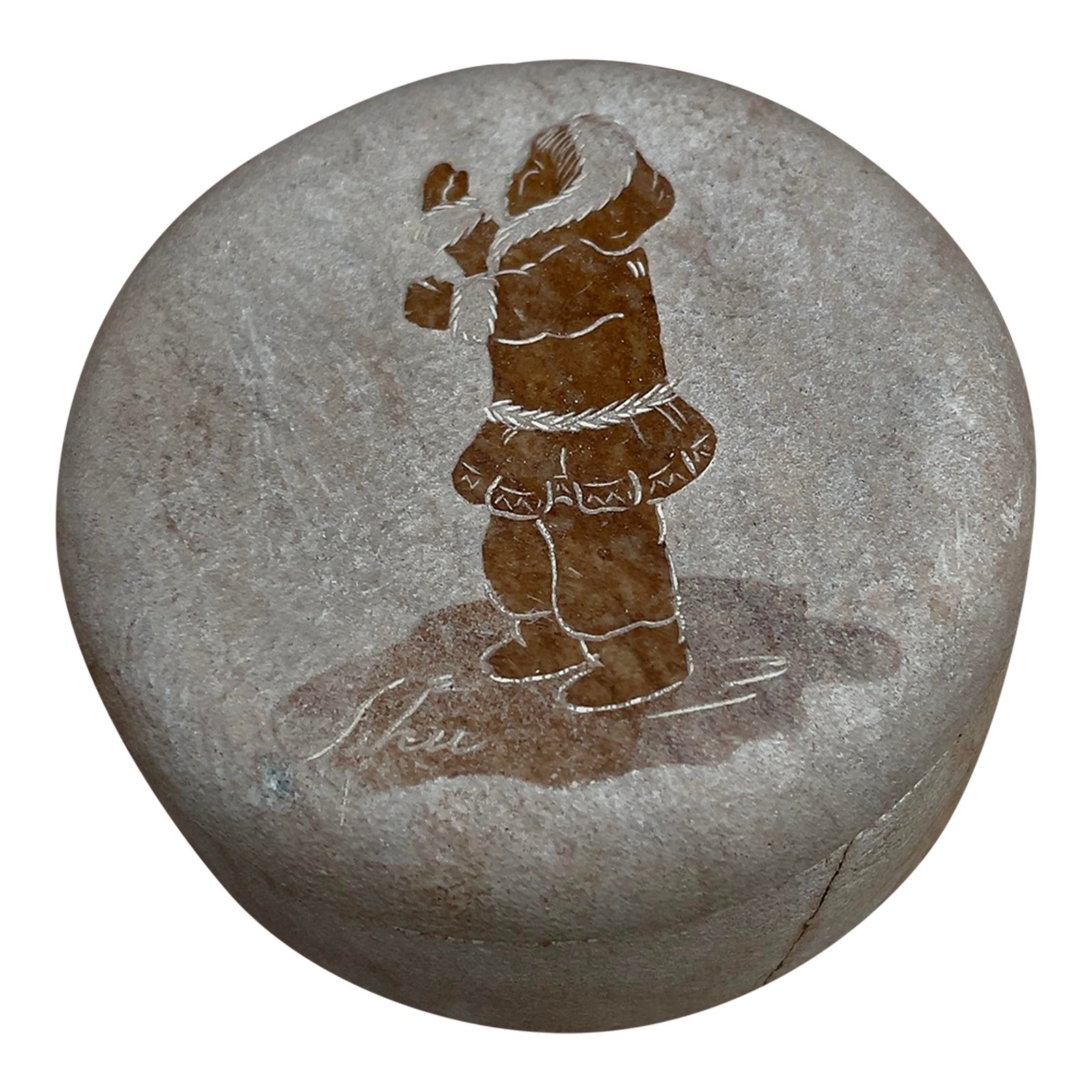 Late 20th Century Vintage Siku Soapstone Trinket Box Handmade by