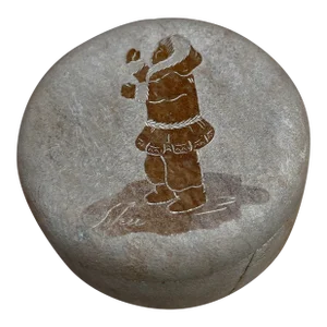 Late 20th Century Vintage Siku Soapstone Trinket Box Handmade by Canadian Inuit Eskimos