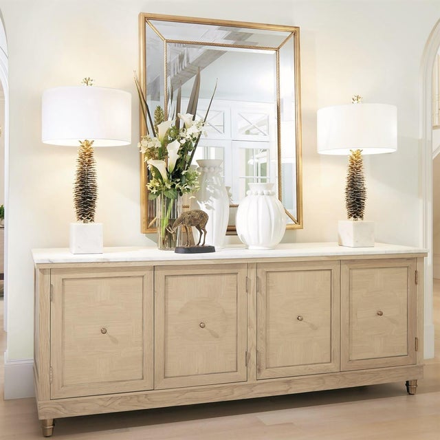 Wood Global Views Directoire Console Oak With Marble Rop For Sale - Image 7 of 10