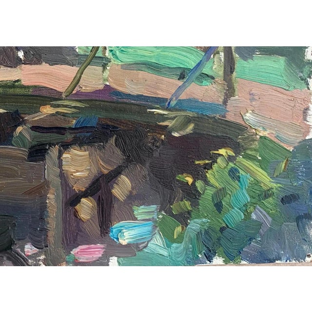 Vintage Ukrainian Impressionist Oil Painting, Rural Landscape, Ukrainian Artist Sokolovsky G. 1960s For Sale - Image 6 of 6
