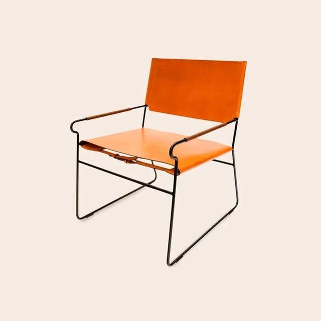 Hazelnut Next Rest Chair by OxDenmarq Dimensions: D 66 x W 60 x H 77 cm Materials: Leather, Black Powder Coated Steel