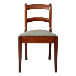 Antique French Country Ladder Back Chair With Needlepoint Seat For Sale